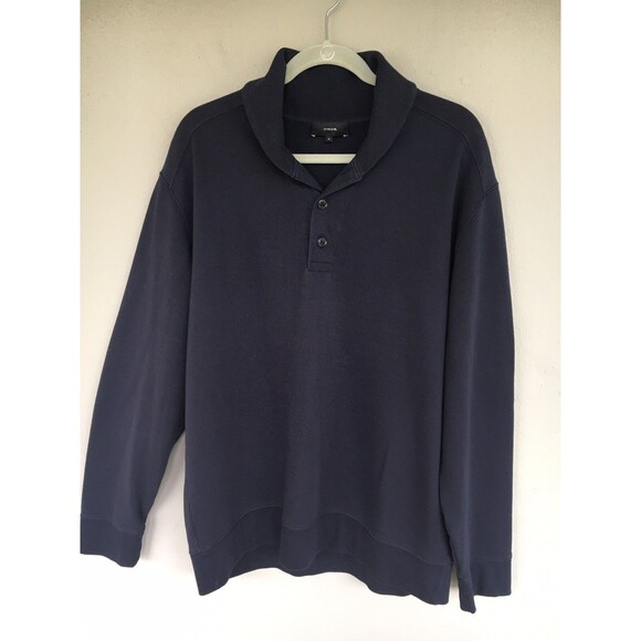 Vince Shawl Collar Sweater Men XL Henley 3 Button Cotton Pullover Designer Cozy - Picture 1 of 10